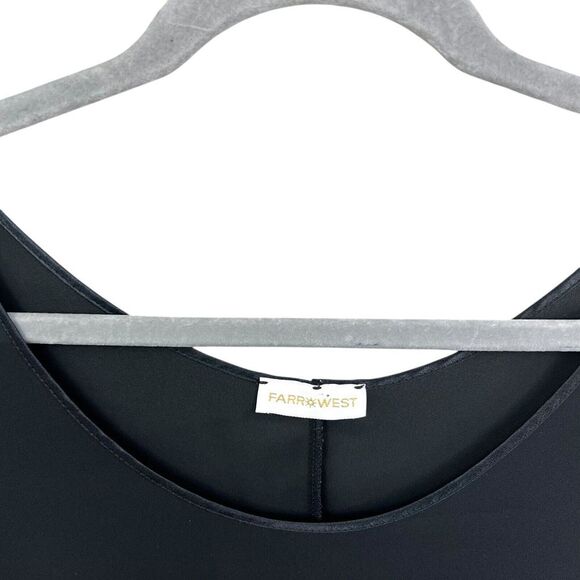 Farr West Womens Shift Dress Long Semi Sheer Satin Trim Sleeveless Black Sz S* - Picture 3 of 5